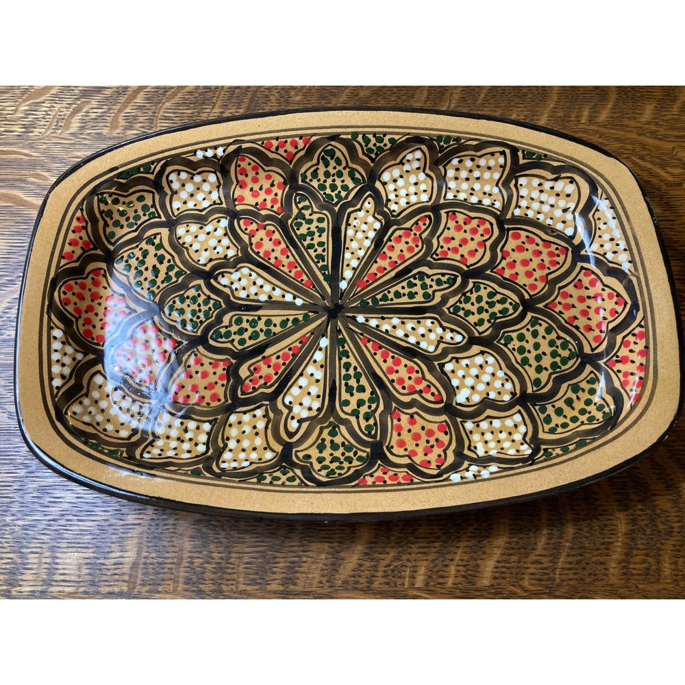 Le Souk Ceramique Malika Hand Painted Serving Platter Rectangle Tunisian Pottery